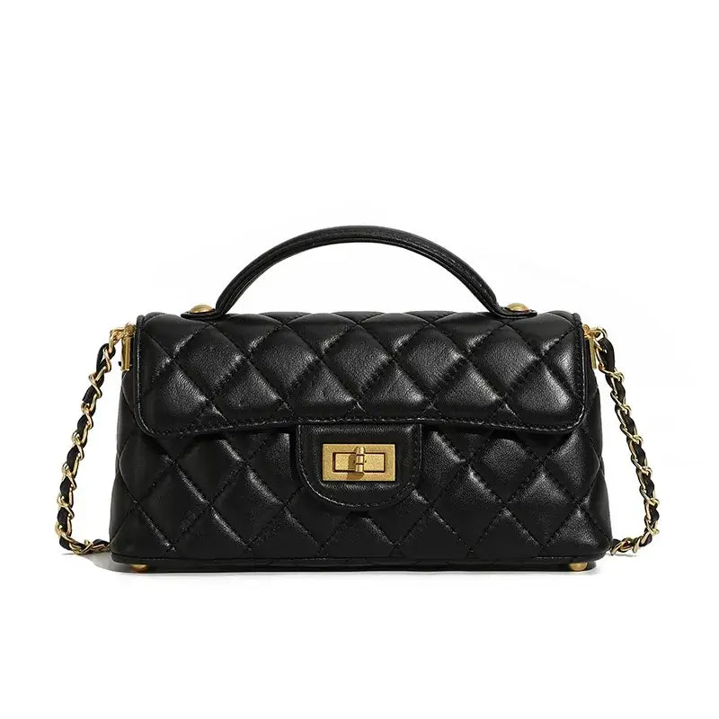 Bolso acolchado negro de cuero legítimo – Modelo Margot
