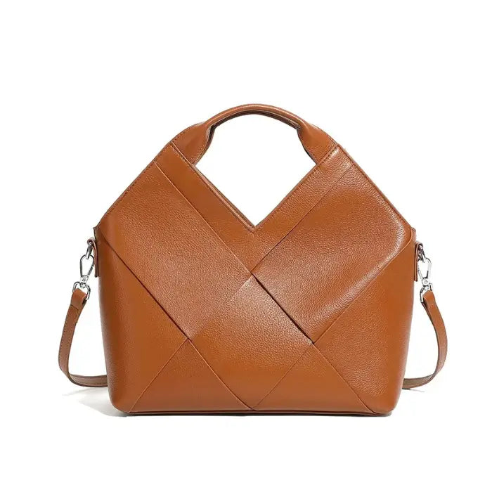 Bolso tote trenzado café en cuero legítimo – Modelo Verona