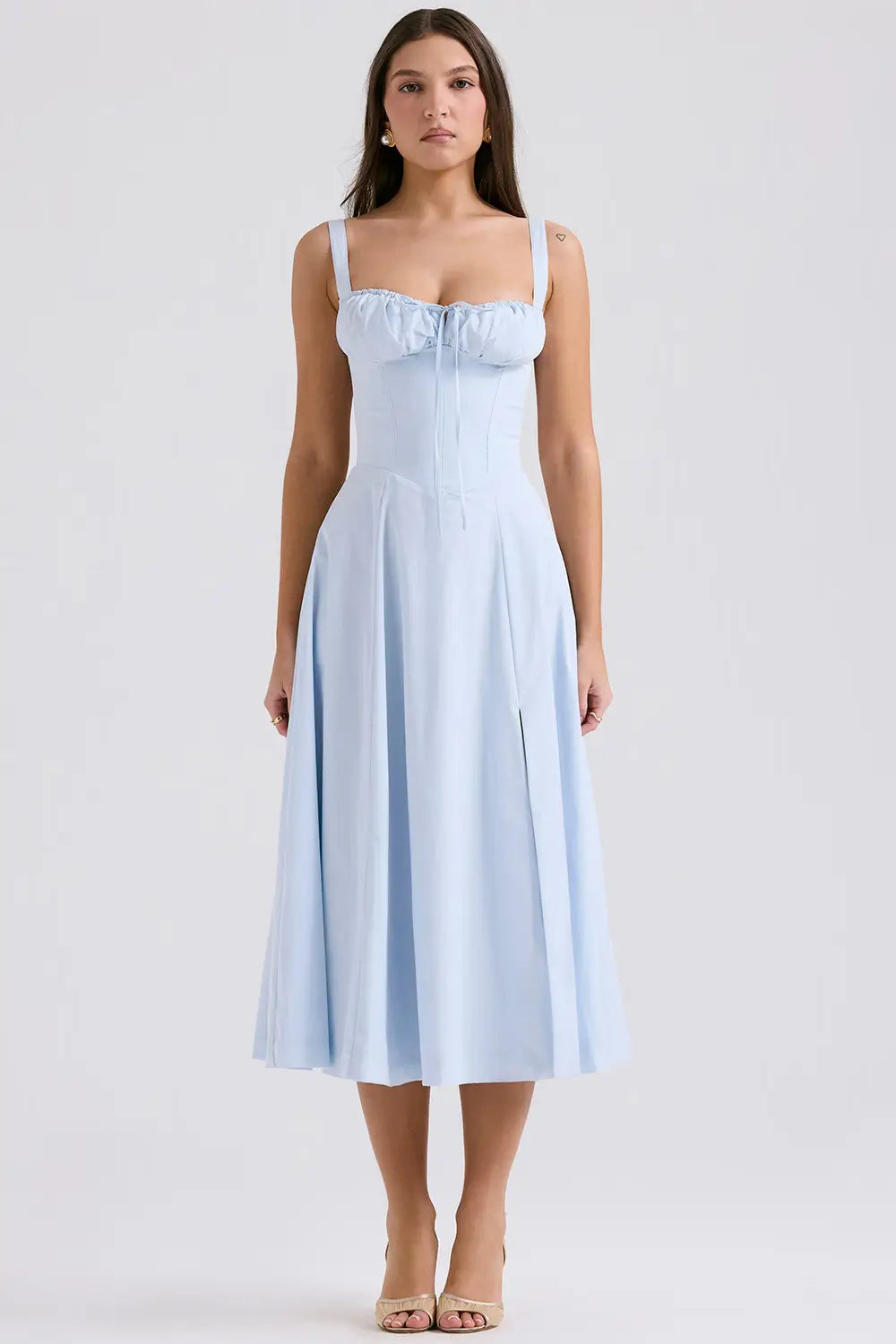 Vestido Midi Azul Celeste Corset