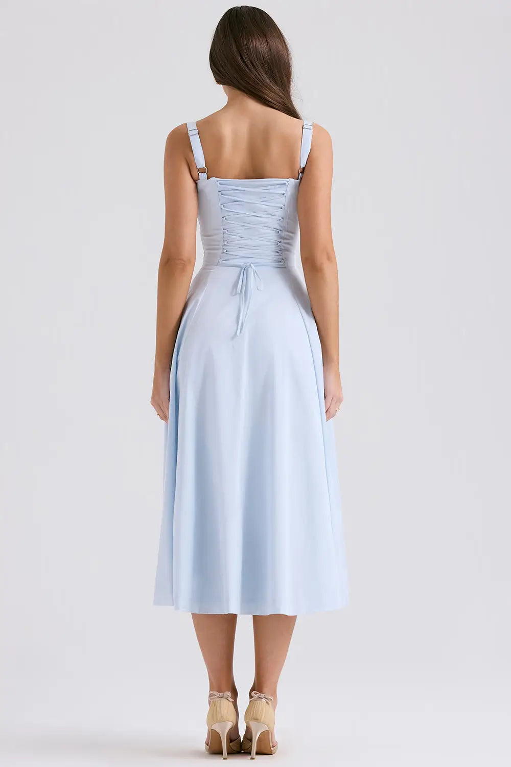 Vestido Midi Azul Celeste Corset