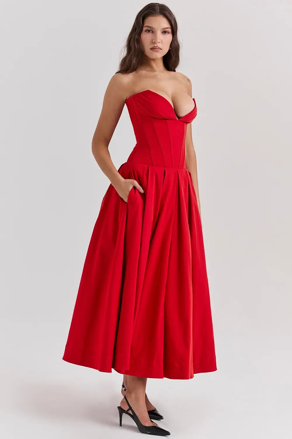 Vestido Midi Corset Modelo Evelyn