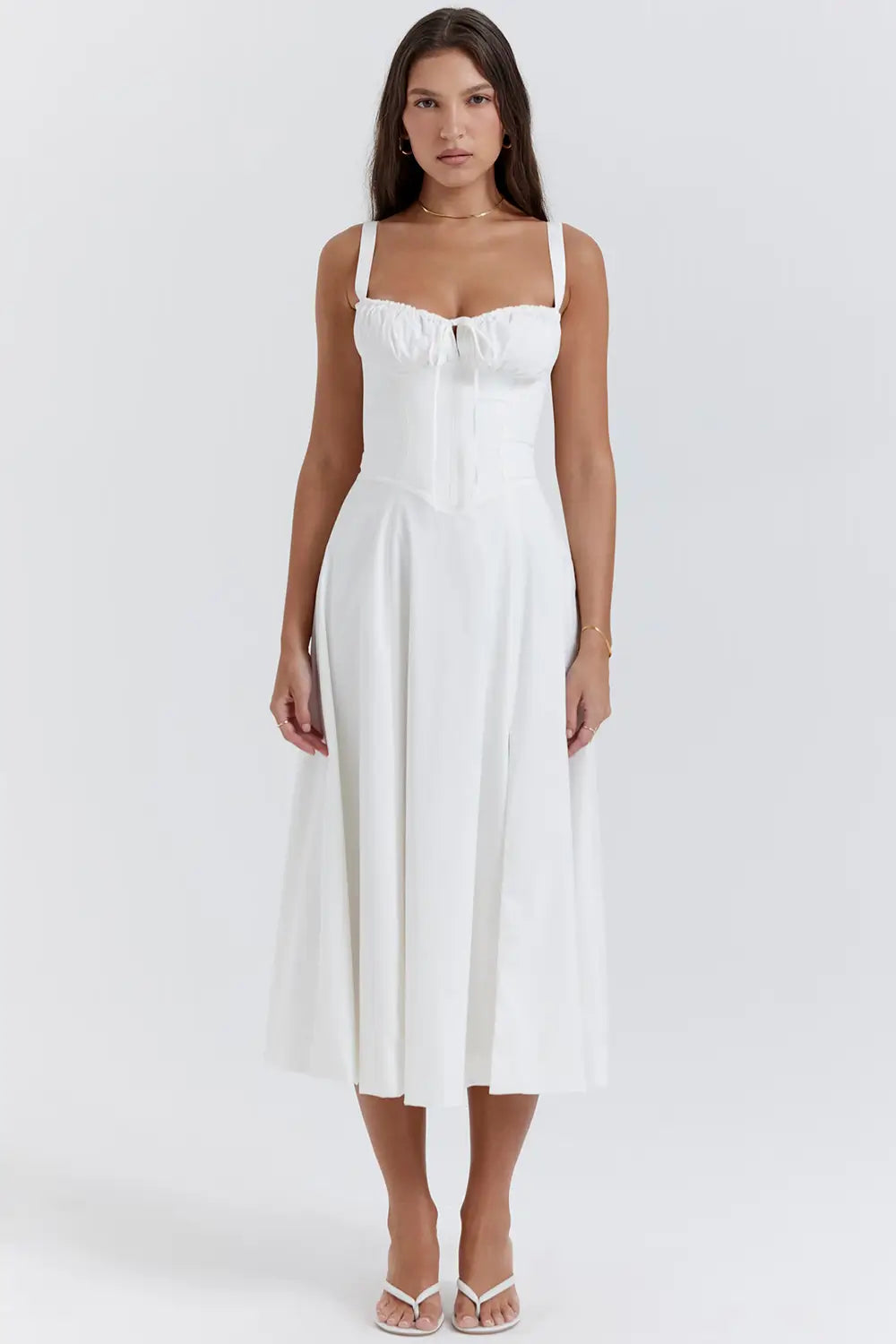 Vestido Midi Blanco Corset